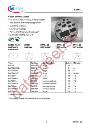 BAT 54-02LRH E6327 datasheet  